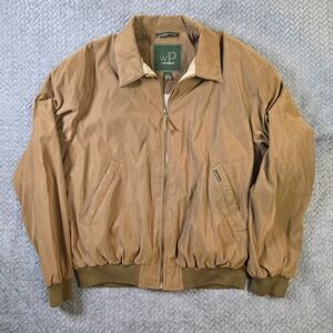 Weatherproof Bomber Jacket Mens M Tan Full Zip Vintage Made In Hong Kong Casual